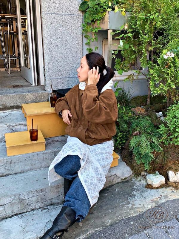 Fw343 秋季 質感很好 復古寬鬆麂皮外套 