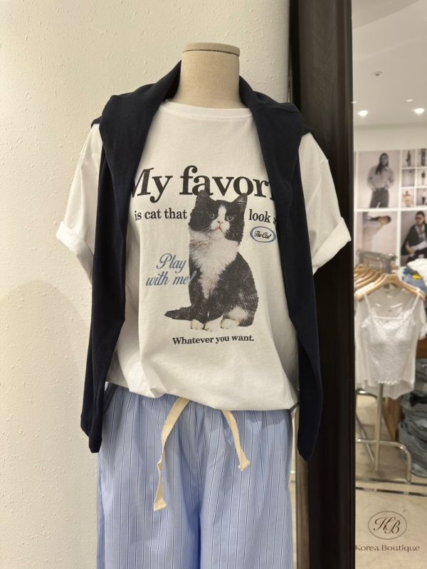 Kr84 夏裝 無辜大眼貓貓T 