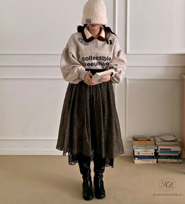 FWKR86 冬季 可愛的領口上衣 