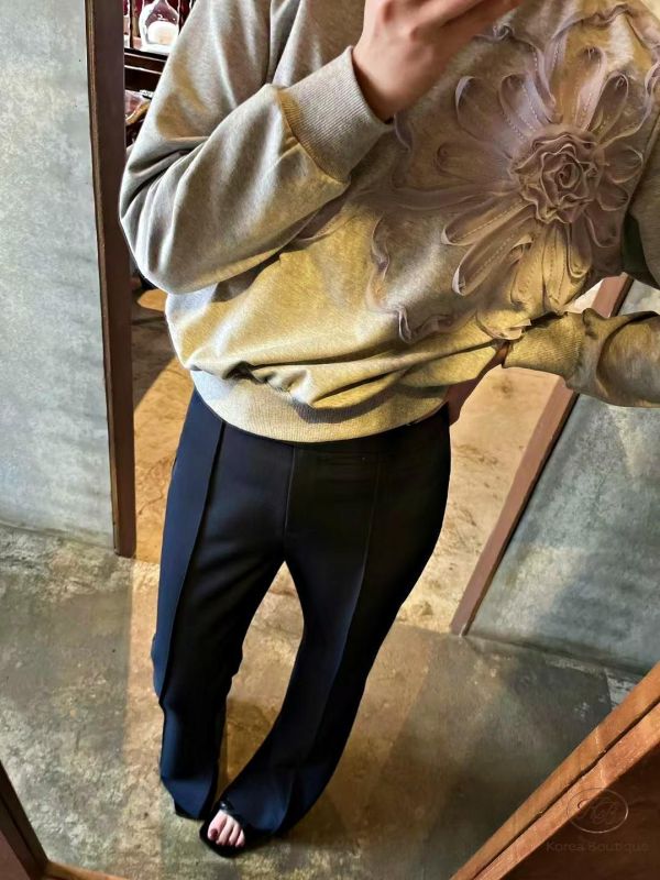 SS144 春季 好看的車縫邊西裝褲 開叉 