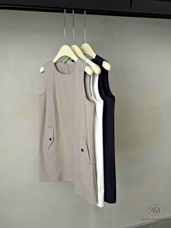 SS248 春季 簡約口袋背心洋裝 