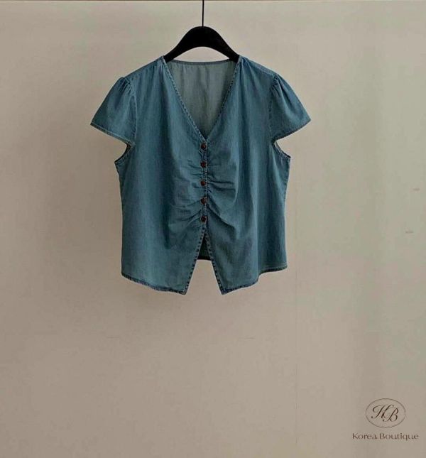 SS399 春季 丹寧牛仔短袖襯衫 