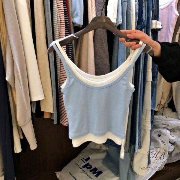 SS217 春季 假兩件背心 