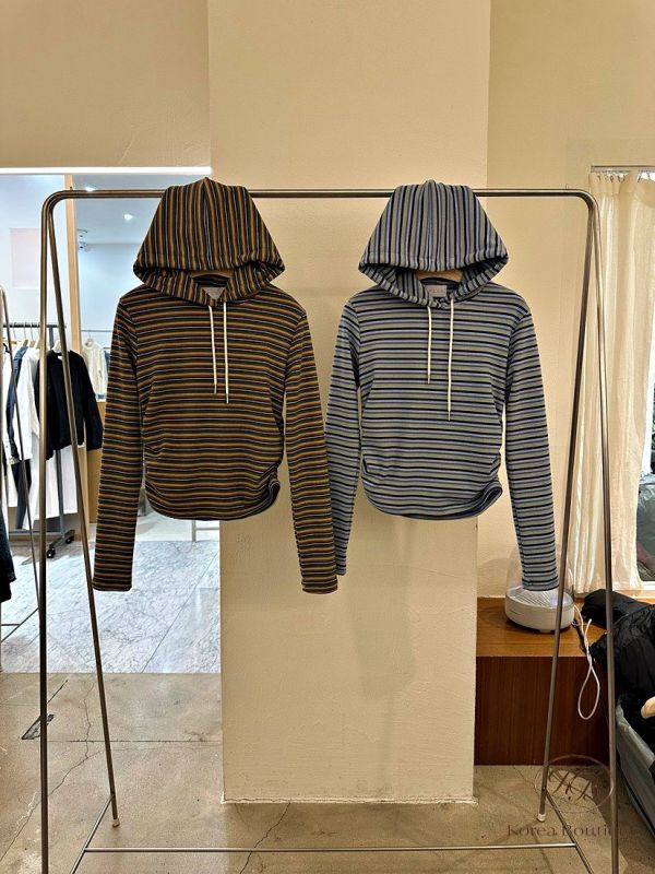 SS02 冬季 細條紋縮腰連帽上衣 