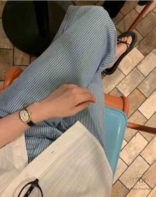 Spv72 夏裝 直條紋牛仔褲 
