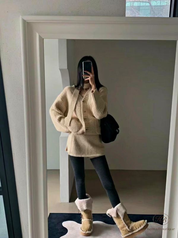 FWKR111 冬季 長版開襟毛衣外套套裝 