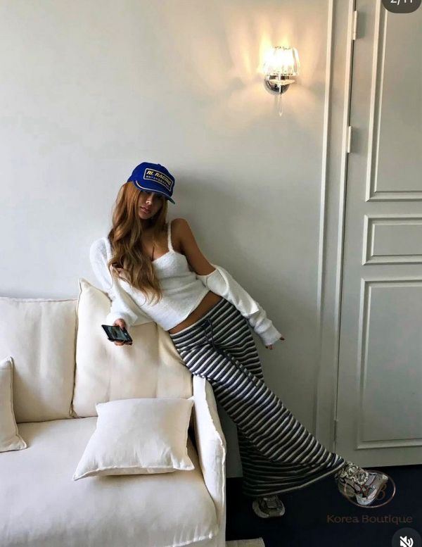 Fw458 冬季 落地感條紋半身裙 