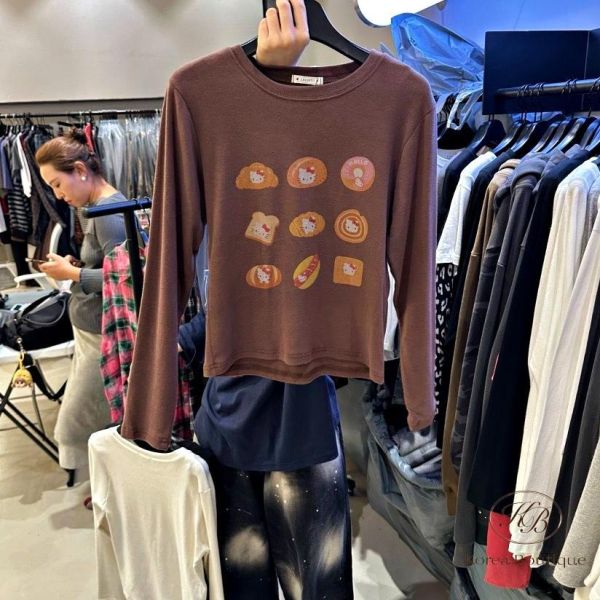 FW2775 秋季 麵包kitty 的可愛tshirt 