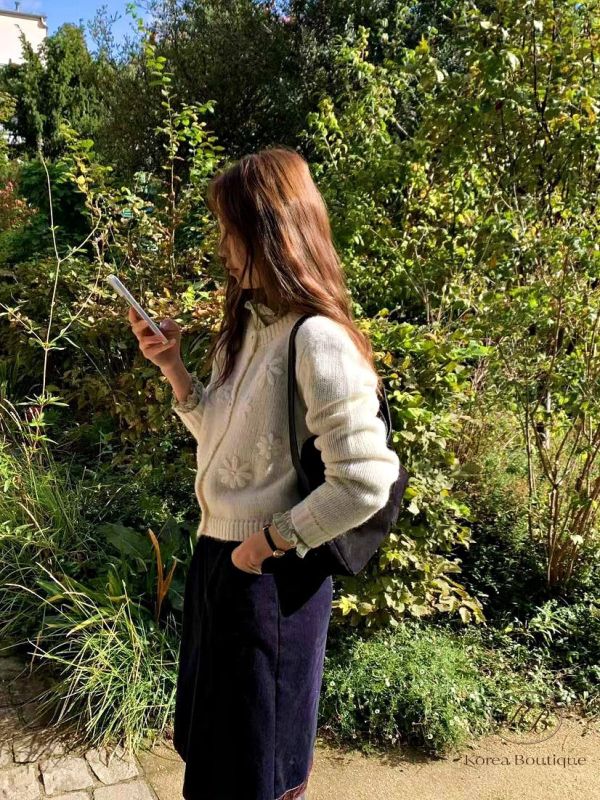 Fw385 秋季 立體小花羊毛衫 