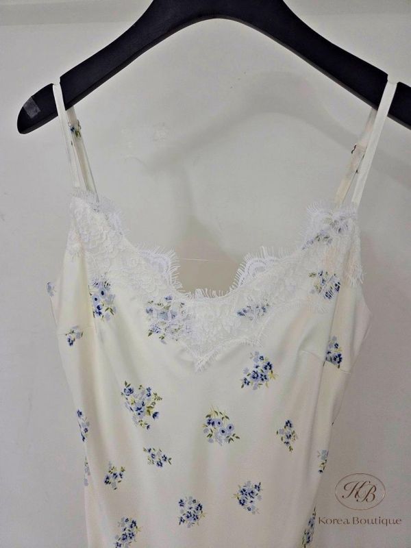 SS505 春季 碎花絲綢長洋裝 