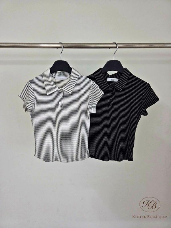 SS431 春季 合身的條紋polo衫 