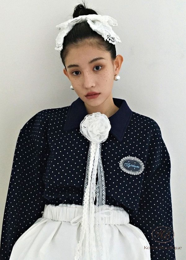 Fw347 秋季 可愛點點polo衫 