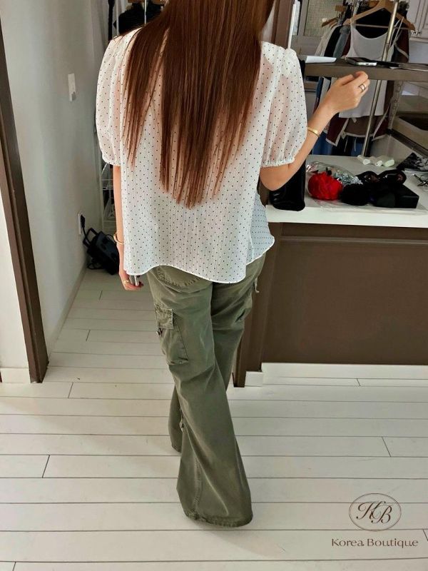 SS338 春季 點點花邊上衣 