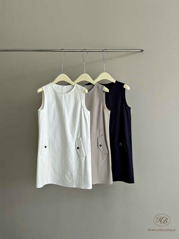 SS248 春季 簡約口袋背心洋裝 