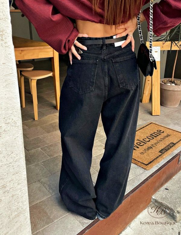Fw370 秋季 繭型炭黑牛仔褲 
