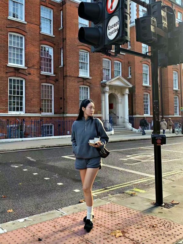 Fw457 冬季 羔毛運動短褲套裝 