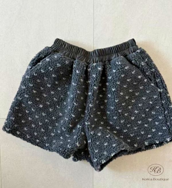 Fw489 冬季 可愛點點羊羔毛套裝 