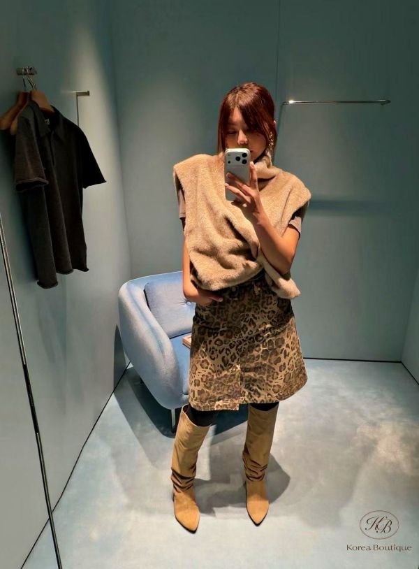 Fw482 冬季 豹紋半身裙 