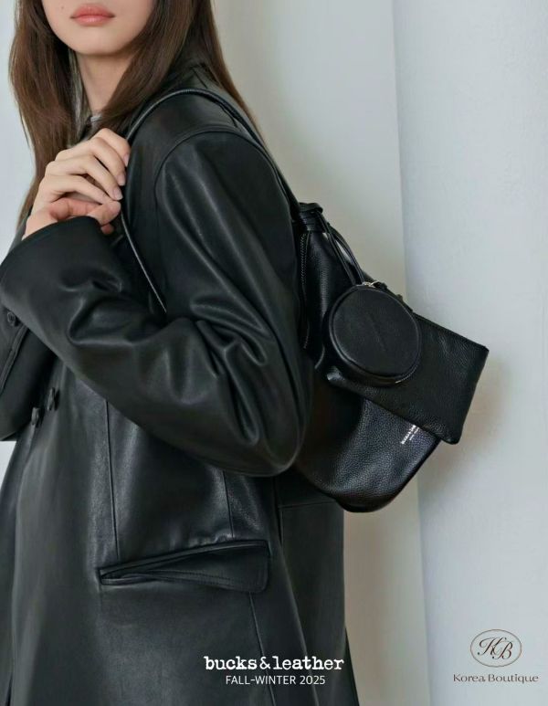 Fw255 秋季 部落客選品 真皮牛皮水桶包 附零錢包 