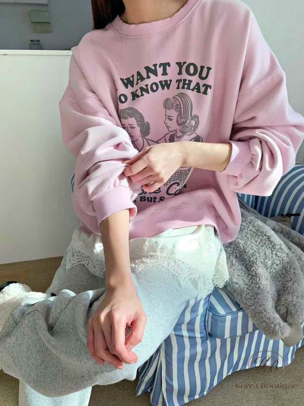 FWKR73 冬季 漫畫女郎 加絨衛衣 