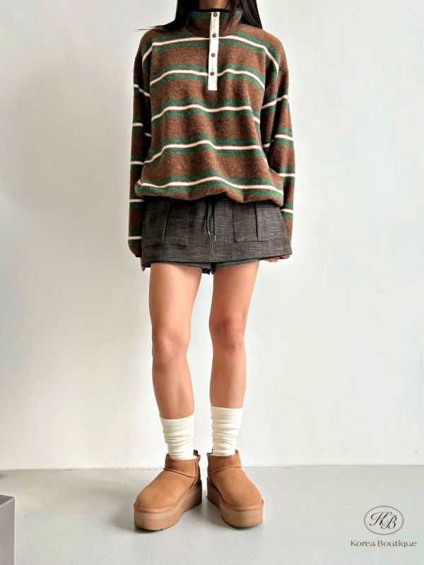 FWKR95 冬季 條紋質感很好的上衣 輕薄保暖 