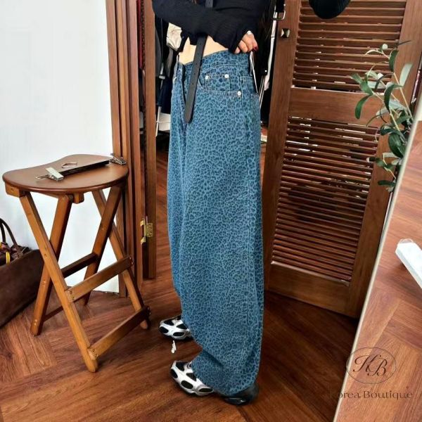 FW2701 秋季 好好看的繭型豹牛仔褲 