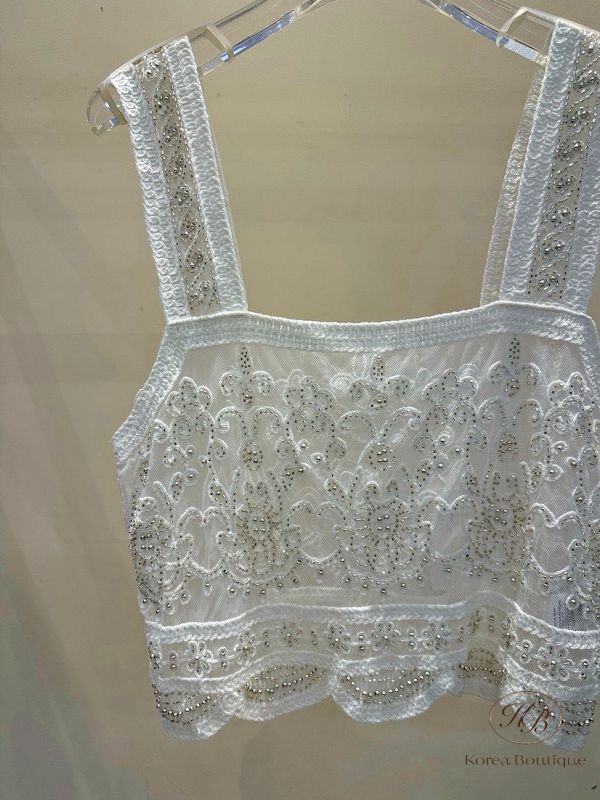 Fw354 秋季 珠串蕾絲馬甲 