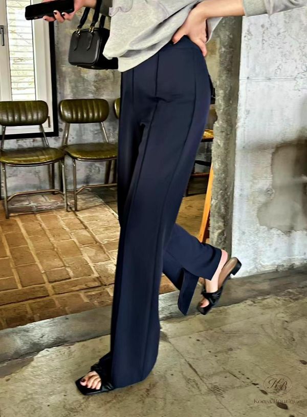 SS144 春季 好看的車縫邊西裝褲 開叉 