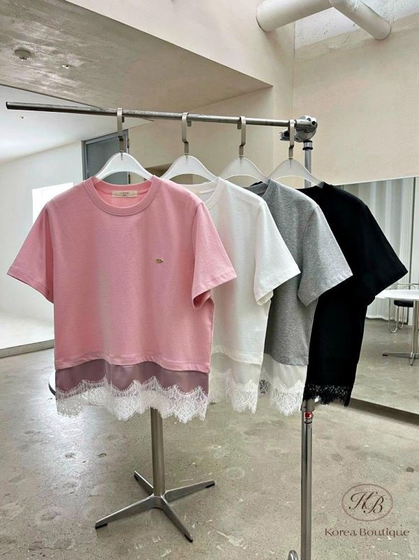 SS500 春季 小吊牌蕾絲素面tee 