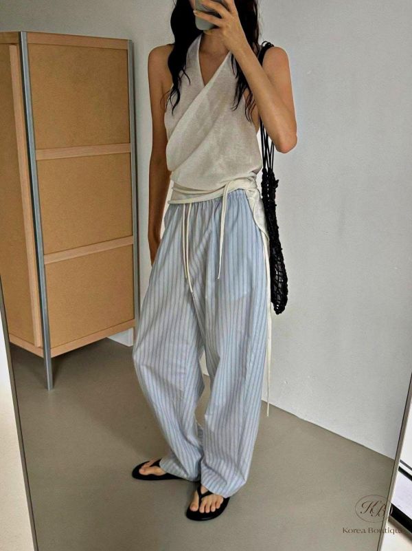 SS445 春季 質感條紋休閒口袋褲 