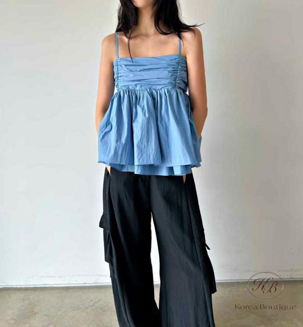 SS339 春季 皺摺襯衫吊帶背心 