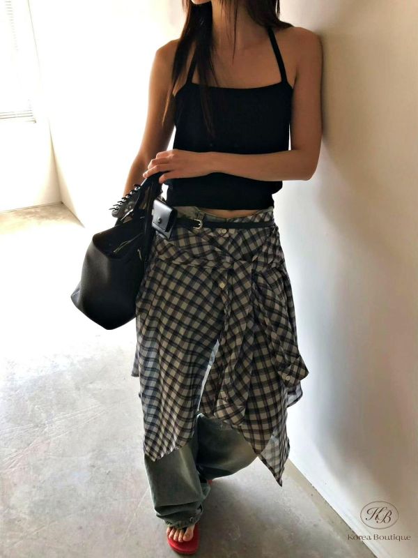 SS406 春季 好時髦的格紋裙簾 