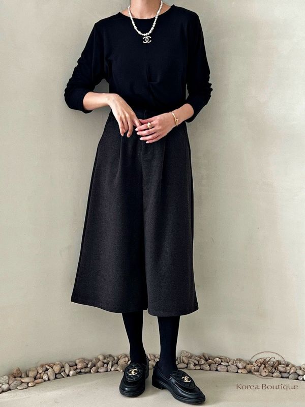 Fw375 秋季 毛呢七分褲 後鬆緊 均碼 