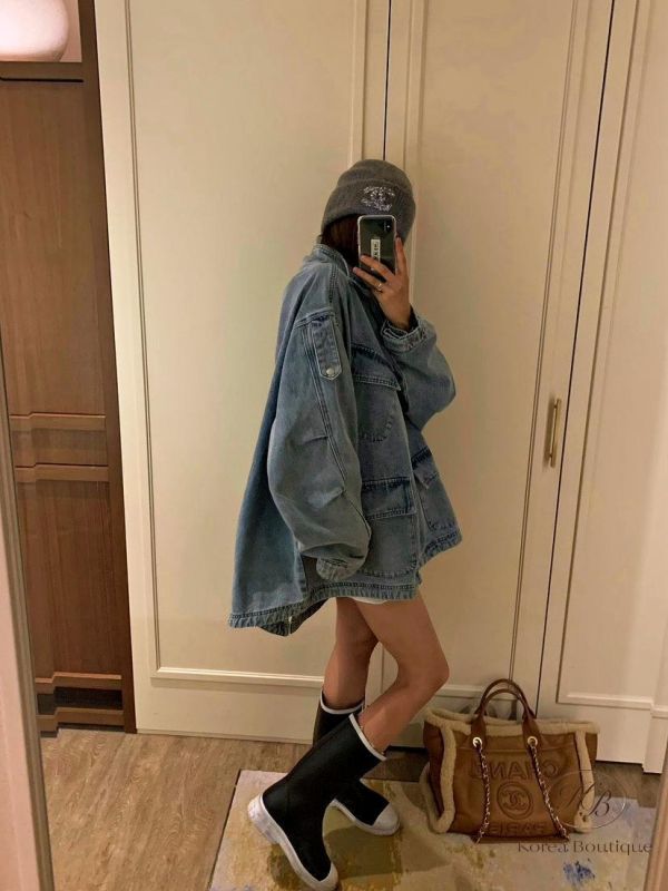 FW2669 秋季 長版牛仔刷色外套 