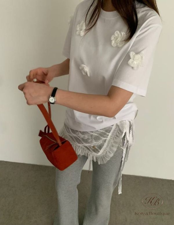 Spv96 夏裝 立體小花上衣 