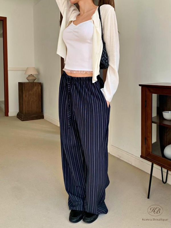 SS437 春季 休閒條紋直筒褲 
