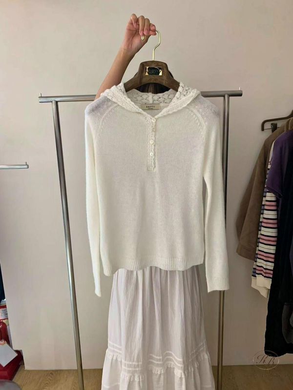 FW2743 秋季 花邊鉤針連帽上衣 