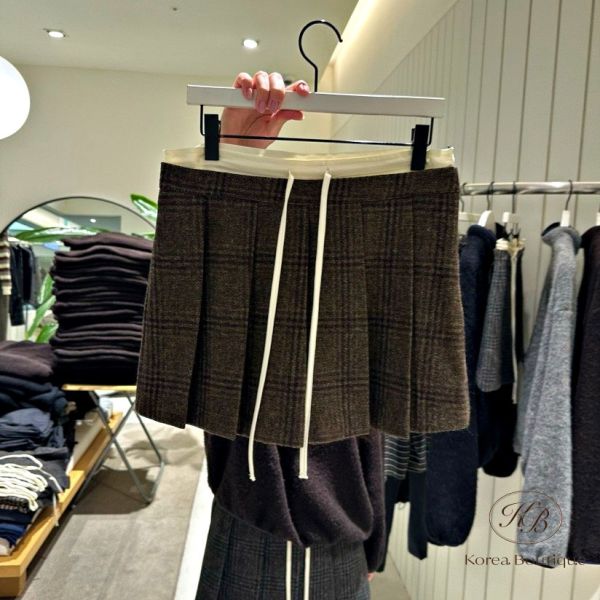 FWKR51 冬季 格紋百褶褲裙 