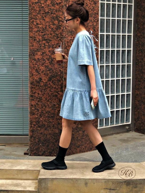 SS293 春季 前後都可以穿的牛仔洋裝 