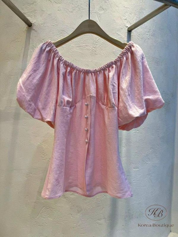 SS332 春季 縮腰可拉平口上衣 