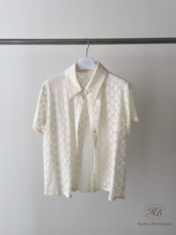 Sv08 夏裝 浮雕花襯衫套裝 
