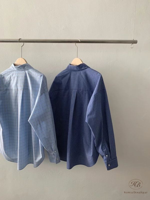 Sp96 春裝 質感學院風的格紋襯衫 