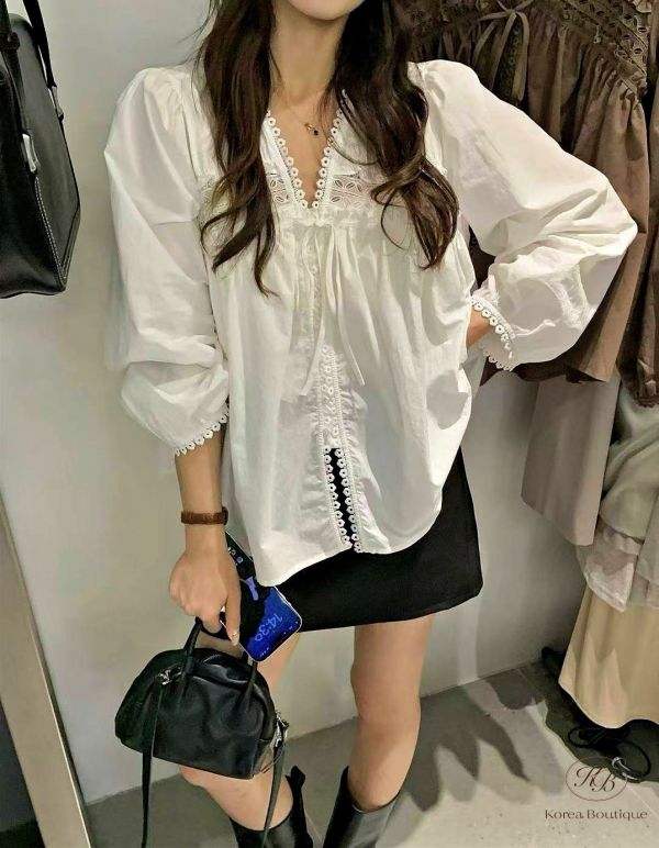 Fw116 秋季 雕花長袖上衣 