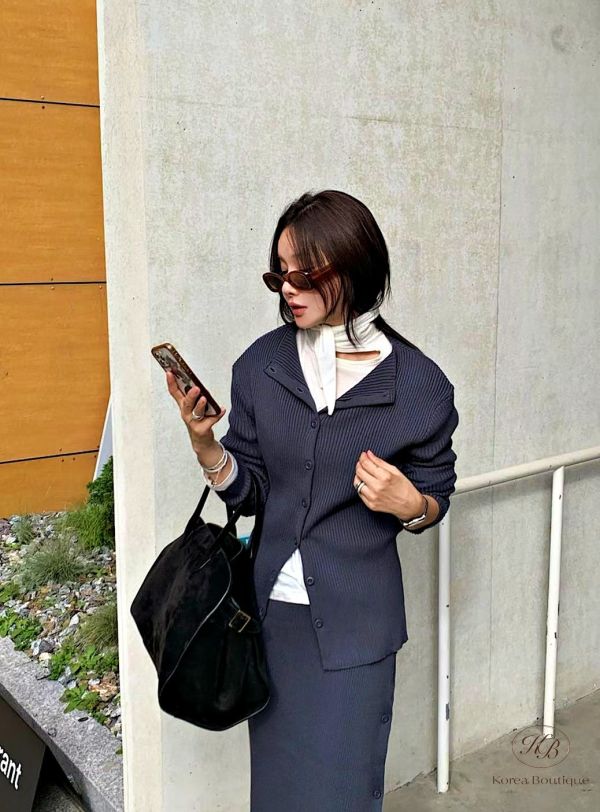 Fw345 秋季 網紅款螺紋修身套裝 