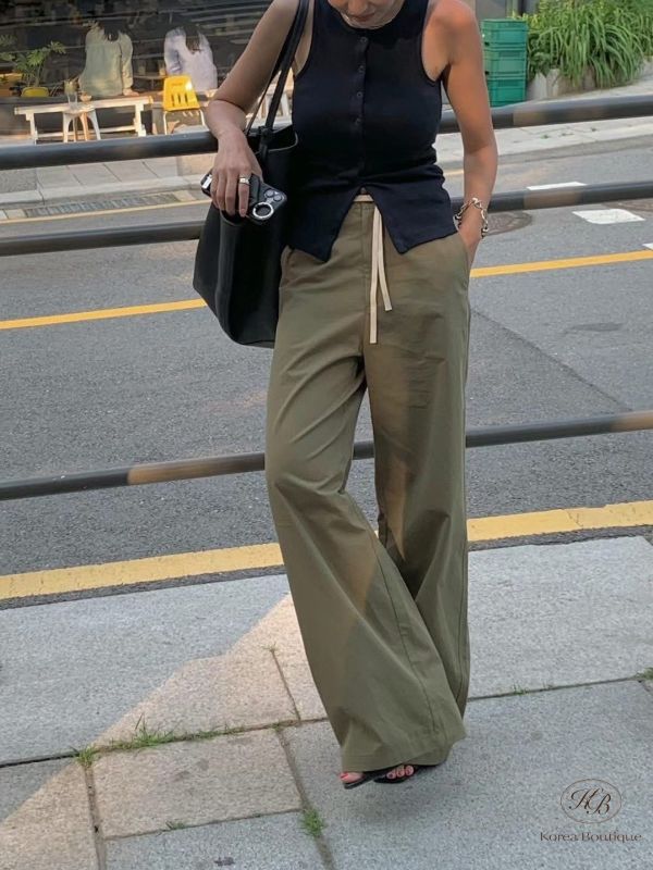 Su69 夏裝 棉麻抽繩褲子 