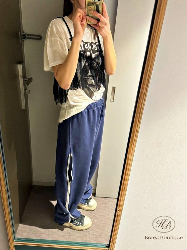 SS314 春季 假兩件蕾絲搖滾tee 