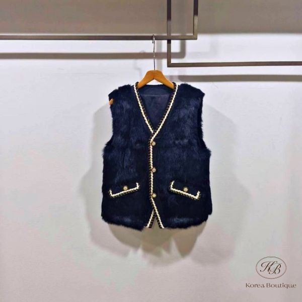 Fw502 冬季 毛毛小香背心 