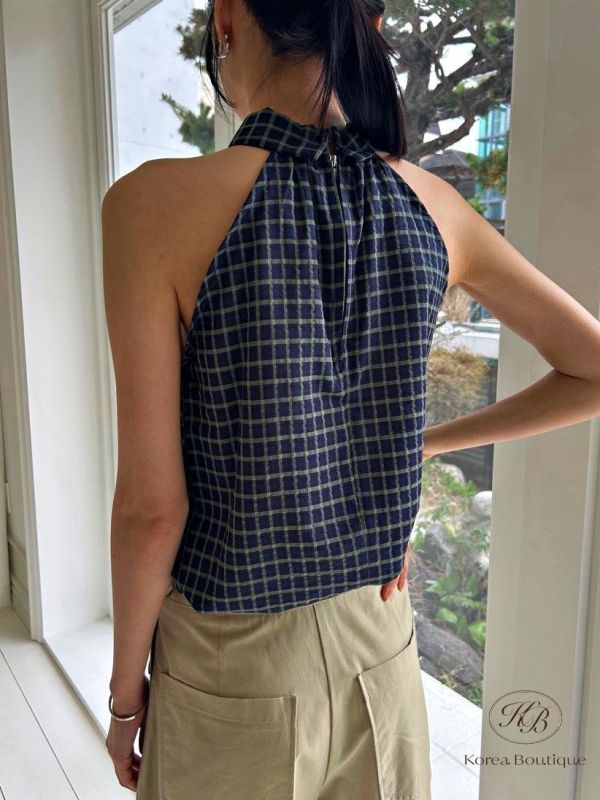 SS440 春季 格紋消肩上衣 露出鎖骨好性感 