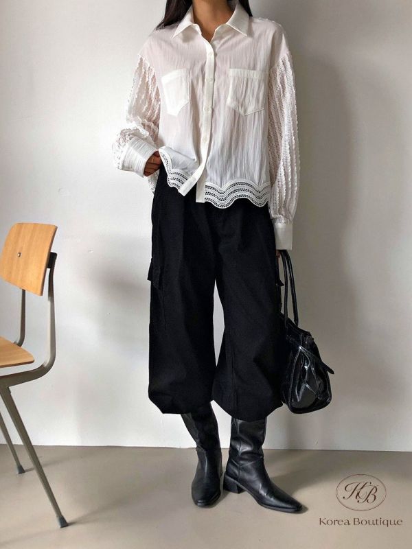Fw144 秋季 波浪下擺襯衫 
