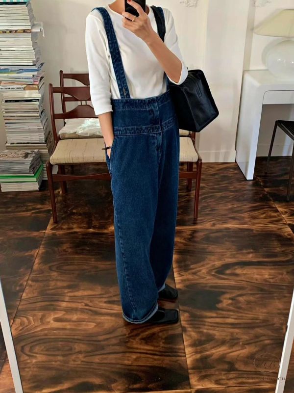 SS85 春季 原色牛仔吊帶褲 